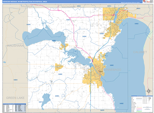 Oshkosh-Neenah Metro Area Wall Map